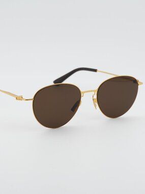 Bottega Veneta BV1268S 002 Sunglasses Gold Aviator Frame, Brown Lenses